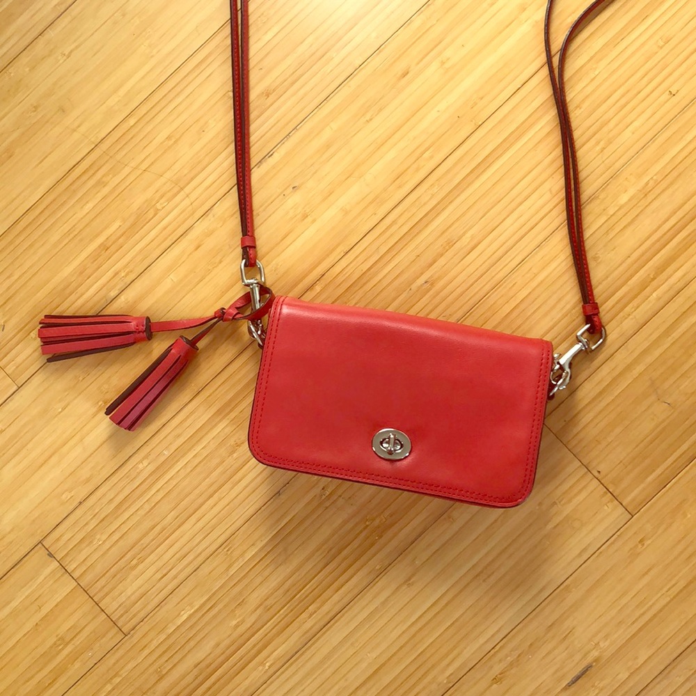 Coach Legacy Penny tassel crossbody poppy red
